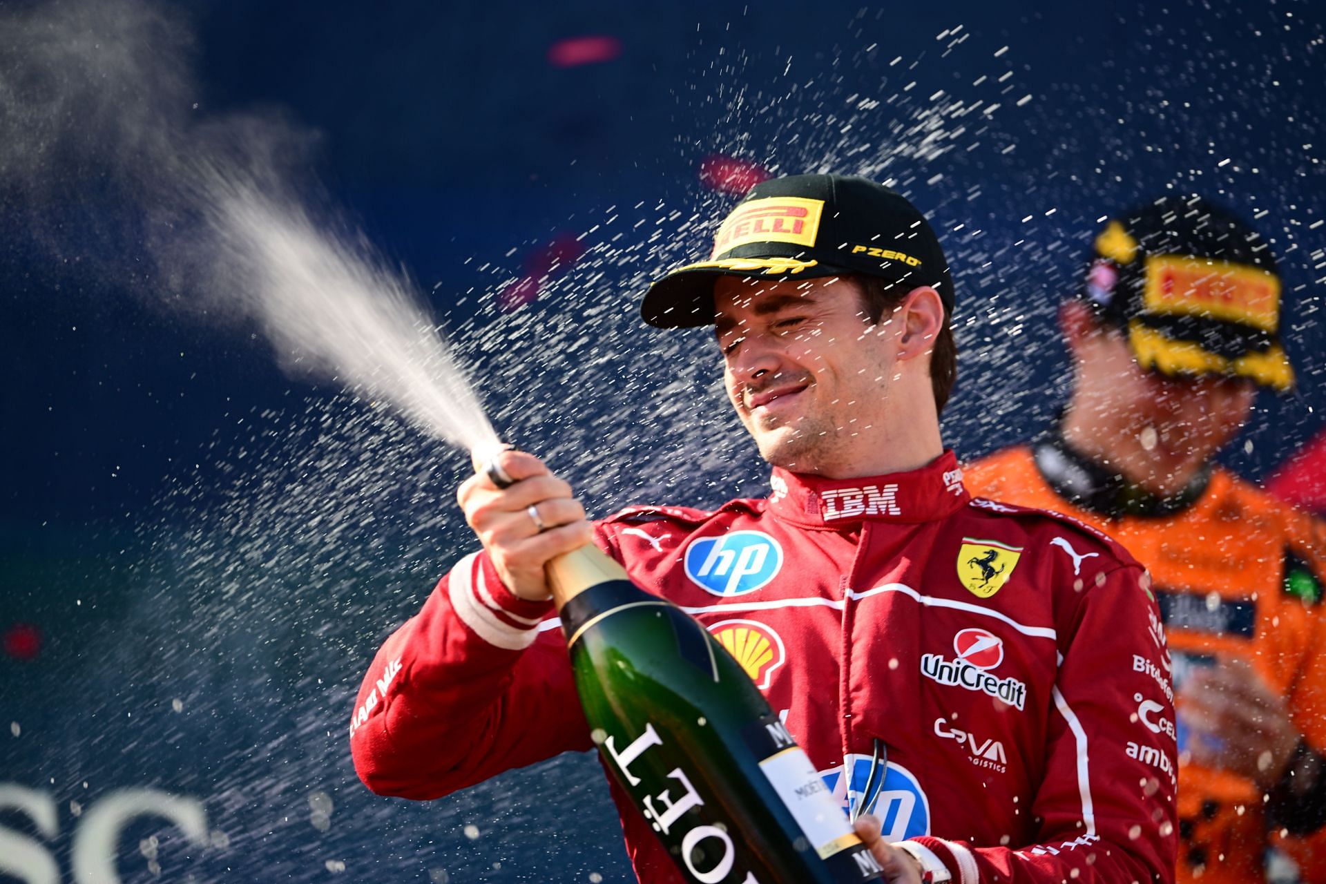 Ferrari's Charles Leclerc at the podium for the 2025 F1 Grand Prix of Austria - Source: Getty